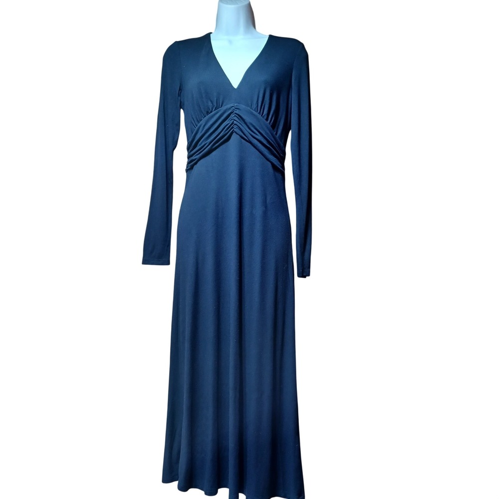Boden Womens Elodie Vneck Maxi Dress Size 4 Navy Stretch Jersey Quiet Luxury